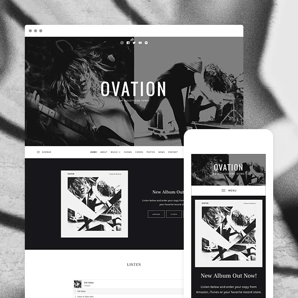 We're super excited to release Ovation — a one-page inspired theme with a panel layout and parallax-like scrolling effect. Go give it a whirl! https://demo.audiotheme.com/ovation/ #diymusician